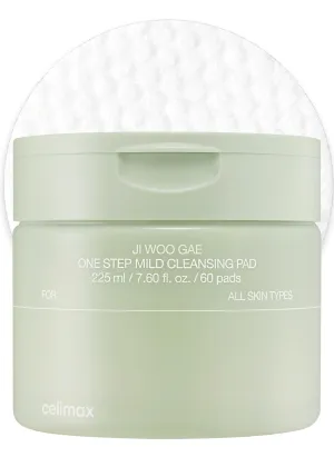 celimax Ji.Woo.Gae One Step Mild Cleansing Pad (60pads) | Easy One-step Makeup Remover, Cleansing Water Pads, Big Size, Face Wash Cleanser, Hydrating, Soothing, Moisturizing, Korean Daily Skincare