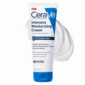 CeraVe Intensive Moisturizing Cream, Body Moisturizer With Shea Butter, 72H Hydration   Skin Barrier Repair, Fragrance-Free Body Lotion For Extremely Dry Skin, 8oz