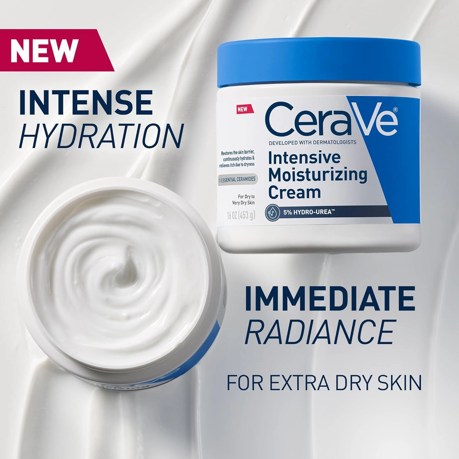CeraVe Intensive Moisturizing Cream, Body Moisturizer With Shea Butter, 72H Hydration   Skin Barrier Repair, Fragrance-Free Body Lotion For Extremely Dry Skin, 8oz