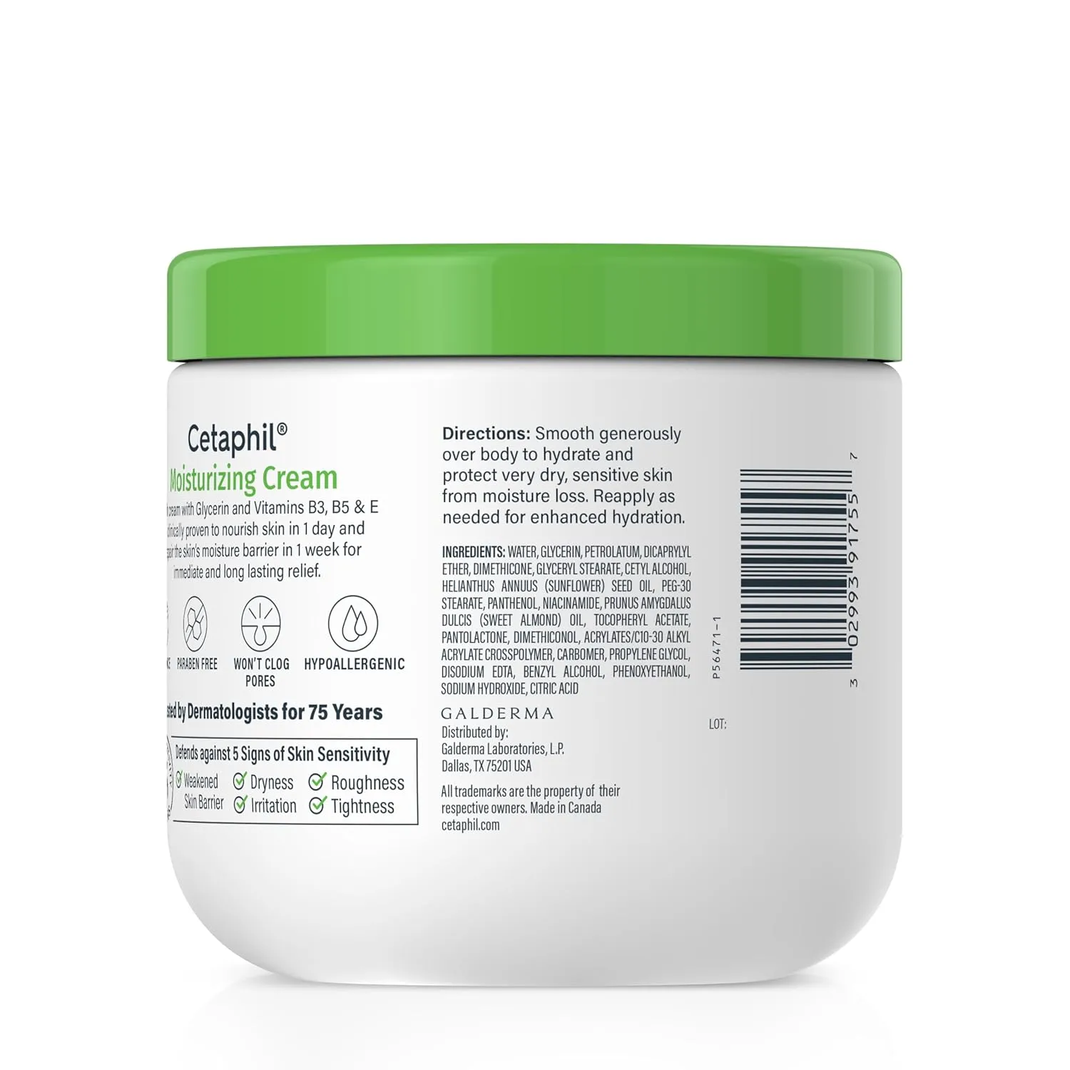 Cetaphil Face & Body Moisturizer, Hydrating Moisturizing Cream for Dry to Very Dry, Sensitive Skin, NEW 16 oz, Fragrance Free, Non-Comedogenic, Non-Greasy