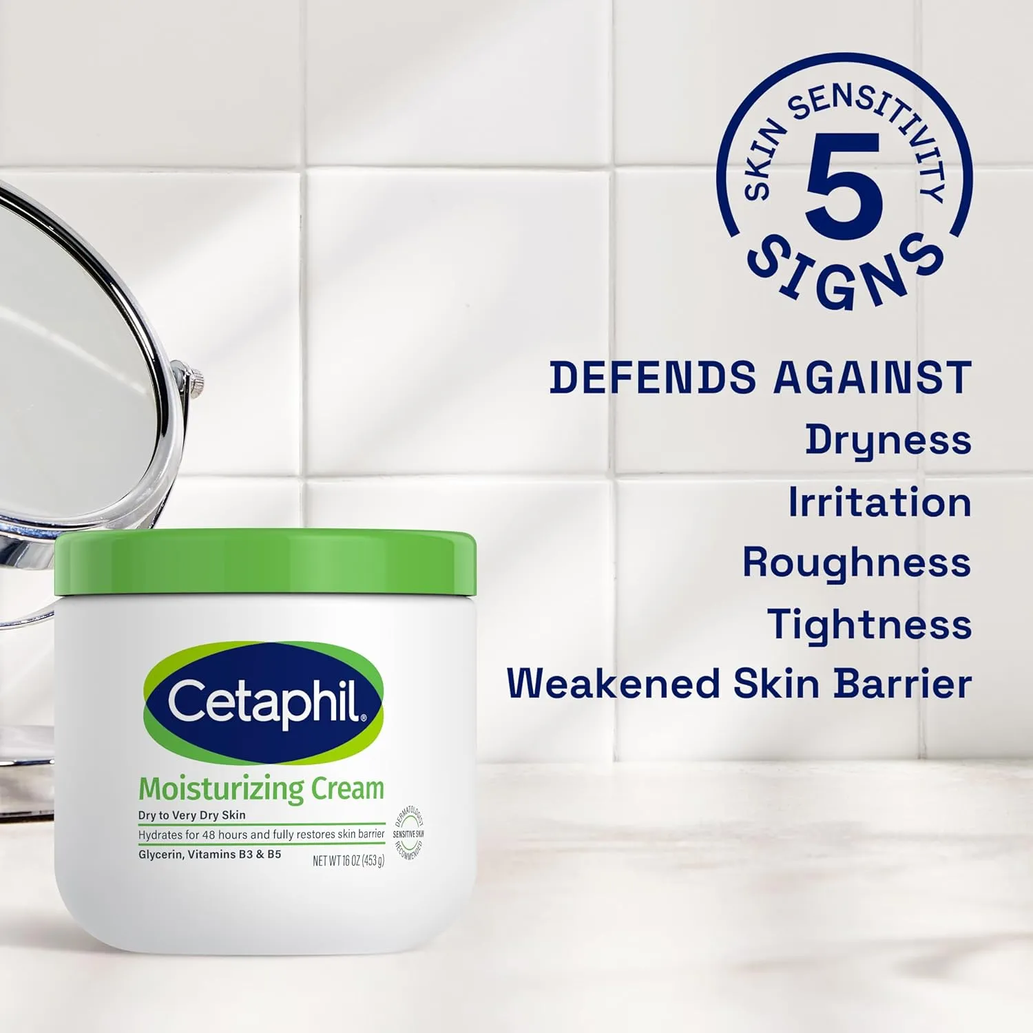 Cetaphil Face & Body Moisturizer, Hydrating Moisturizing Cream for Dry to Very Dry, Sensitive Skin, NEW 16 oz, Fragrance Free, Non-Comedogenic, Non-Greasy