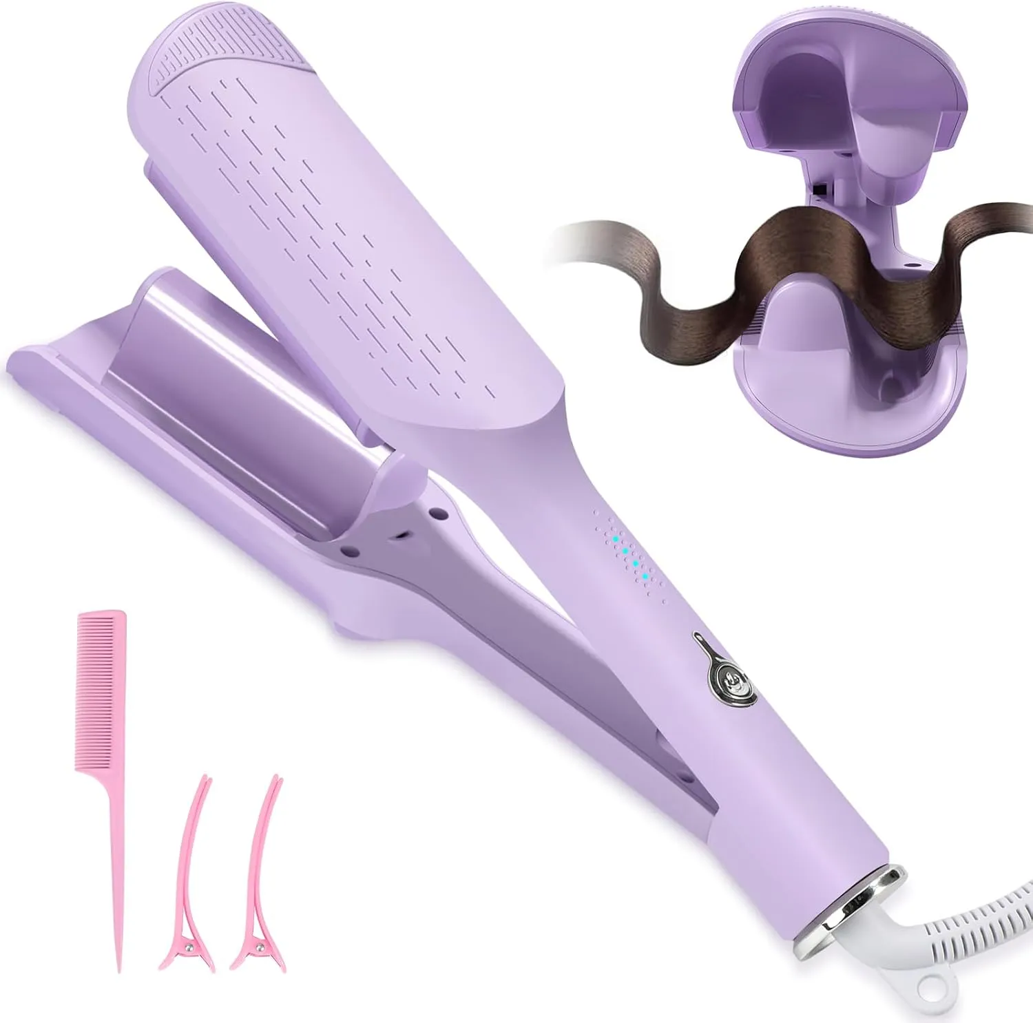 CHIKYO Curling Iron Hair Crimper Waver, 1.25 Inch Rovy Wave Curling Iron with Anti-Scald, Ionic Deep Waver Hair Curling Wand with Ceramic 2 Barrel for Women, 32mm Beach Waver with 30 Min Auto Shut Off