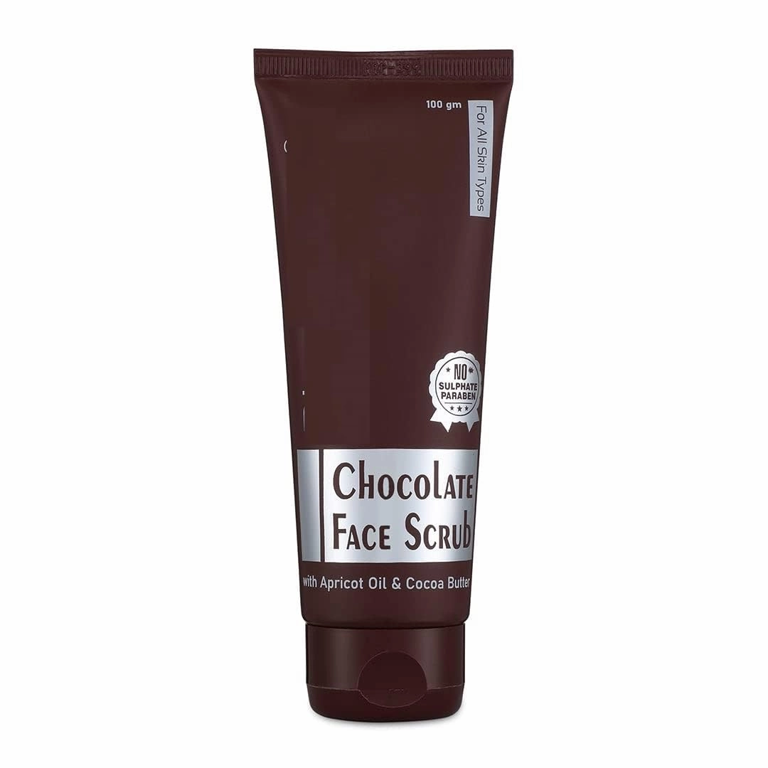 Chocolate Face Scrub Comes with the Goodness of Cocoa Butter, Diminishes Dark Spots & Blemishes, Reduces Puffiness, Inflammation, Unclog Pores & Removes Dead Skin Cells, 100gm