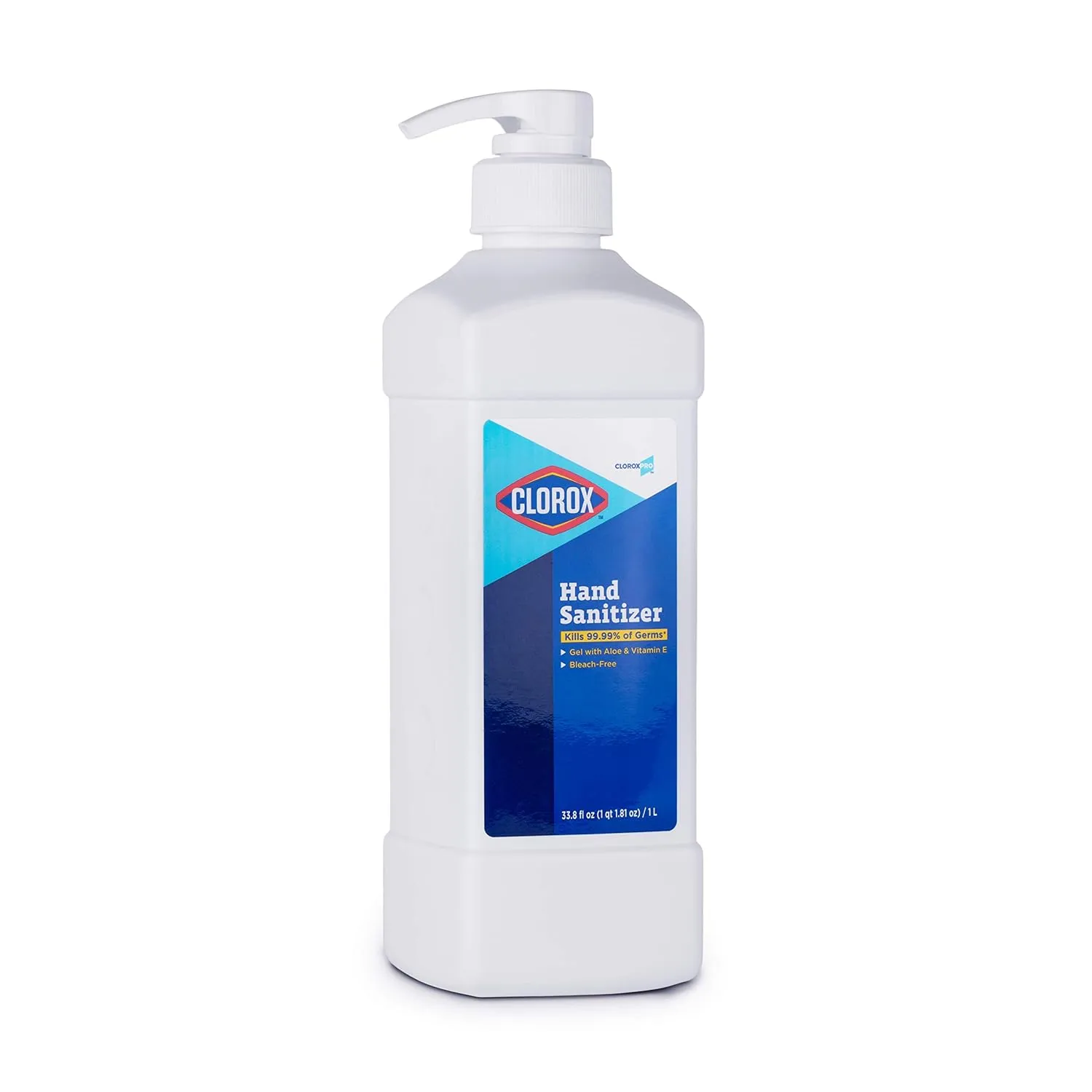 Clorox Pro Hand Sanitizer Gel with Pump, Bleach-Free Gel, Aloe & Vitamin E Kills More Than 99.999% of Germs on Contact, 33.80 Fl Oz - Easy To Use Hand Sanitizing Gel