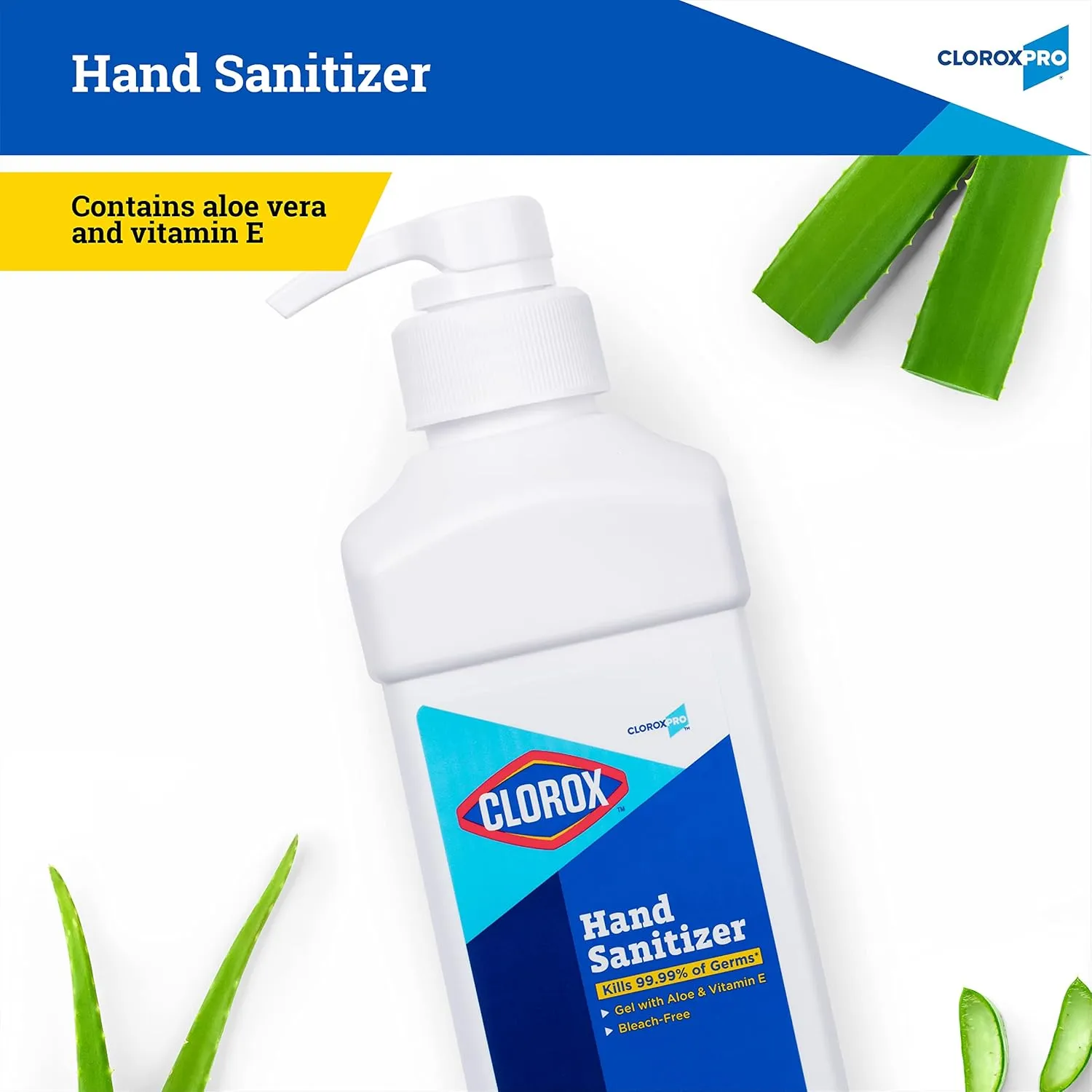 Clorox Pro Hand Sanitizer Gel with Pump, Bleach-Free Gel, Aloe & Vitamin E Kills More Than 99.999% of Germs on Contact, 33.80 Fl Oz - Easy To Use Hand Sanitizing Gel