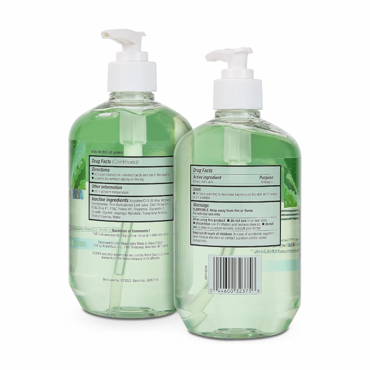 Clorox Healthcare GBG AloeGel Hand Sanitizer Gel 18oz (532ml) Hand Sanitizer Gel | Bleach Free Instant Hand Sanitizer Gel with Pump Sanitizer Dispenser