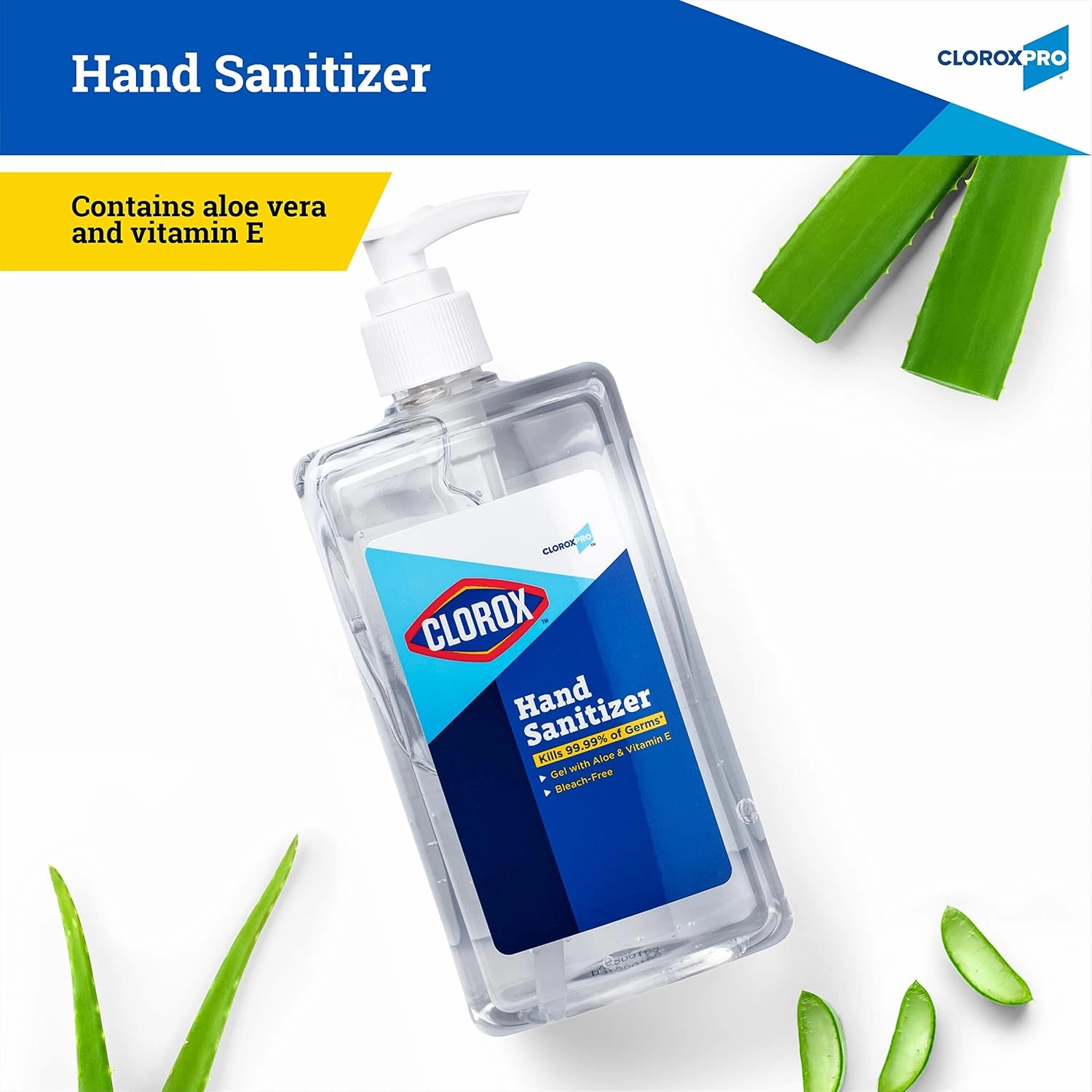 Clorox Pro Hand Sanitizer Gel with Pump, Bleach-Free, Aloe & Vitamin E Kills More Than 99.999% of Germs on Contact - Hand Sanitizer Gel Easy To Use Hand Sanitizing Gel