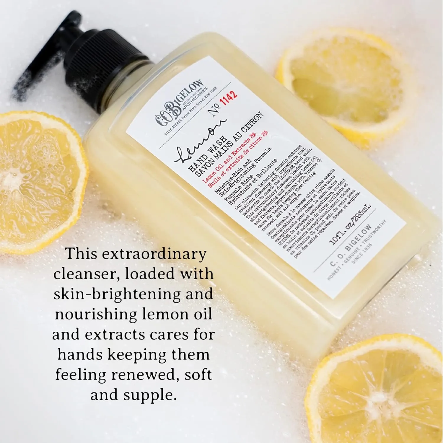 C.O. Bigelow Lemon Hand Wash - No. 1142, Moisturizing Liquid Hand Soaps with Lemon Extract & Vitamin C, Cruelty Free & Gentle for All Skin Types, 2 Pack, 10fl oz. each