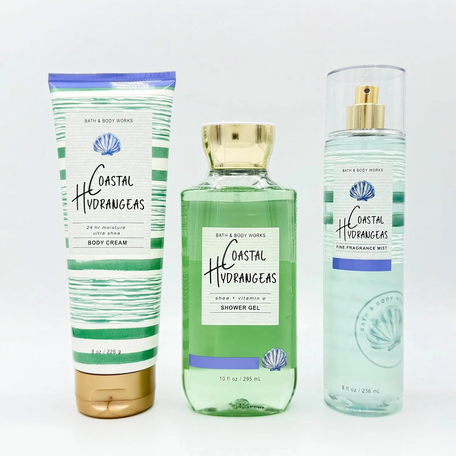 Coastal Hydrangeas 3-Piece Bath Bundle | Ultra Shea Body Cream, Shower Gel and Fine Fragrance Mist