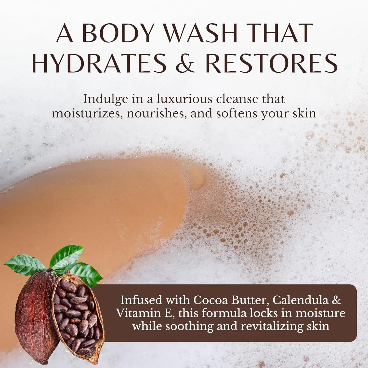 Cocoa Butter Body Wash with Turmeric & Vitamin E – Hydrating & Moisturizing Body Wash for Extra Dry & Sensitive Skin, All Skin Types (16 fl oz, 2-Pack)