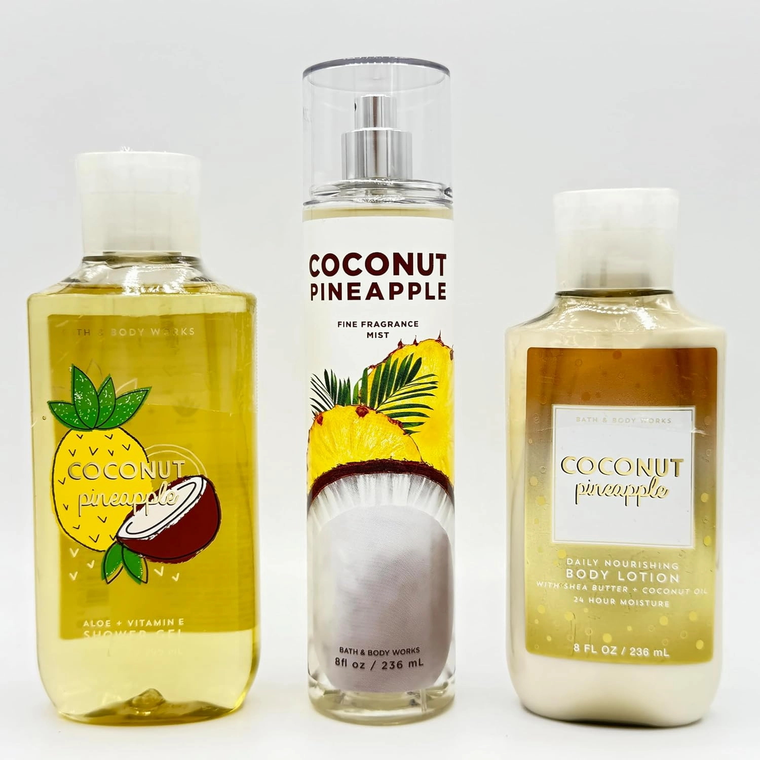 Coconut Pineapple 3-Piece Bath & Body Bundle | Shower Gel, Fine Fragrance Mist and Daily Nourishing Body Lotion