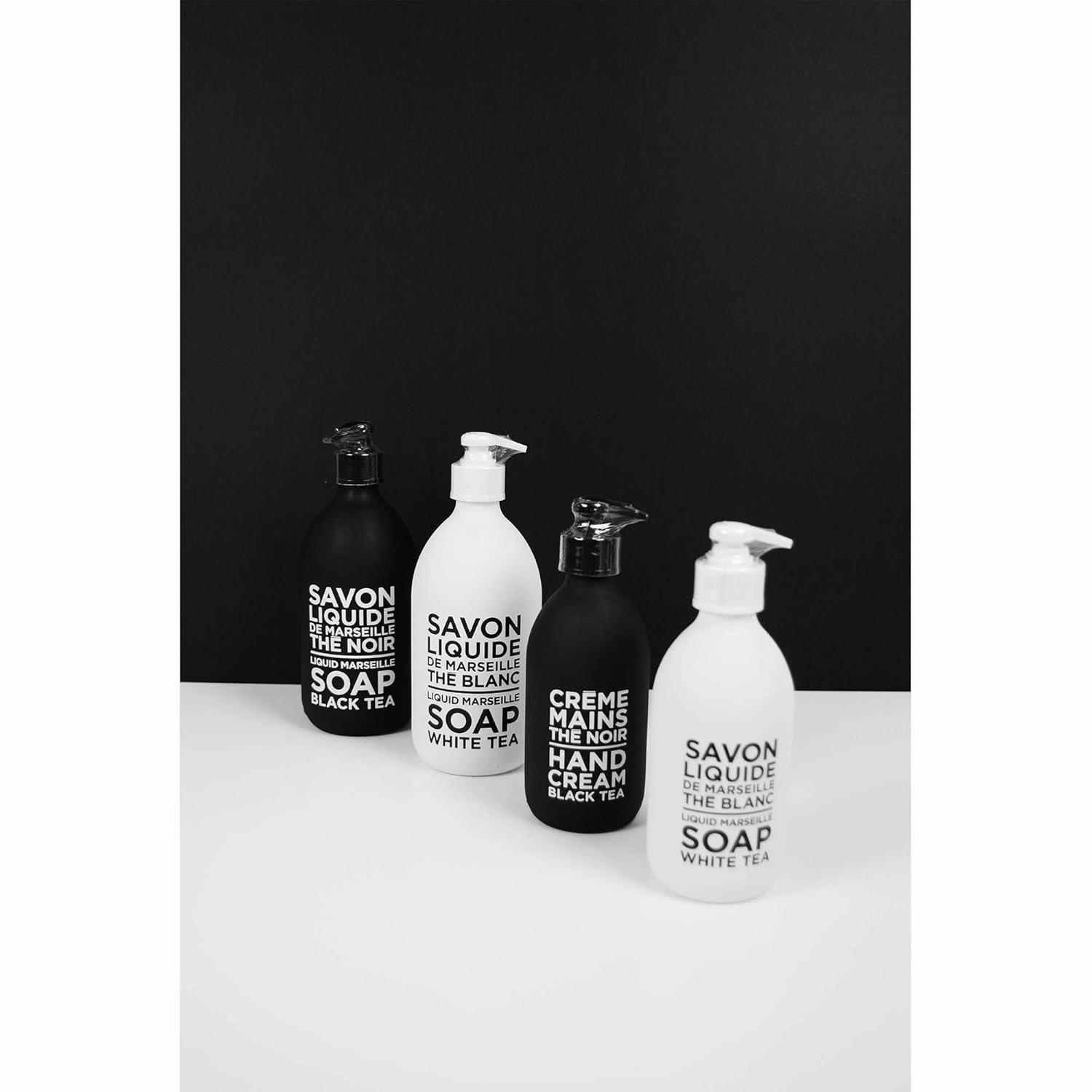 Compagnie de Provence Savon de Marseille Extra Pure Liquid Soap - Black Tea - 16.7 Fl Oz Glass Pump Bottle and 33.8 fl oz Plastic Bottle Refill