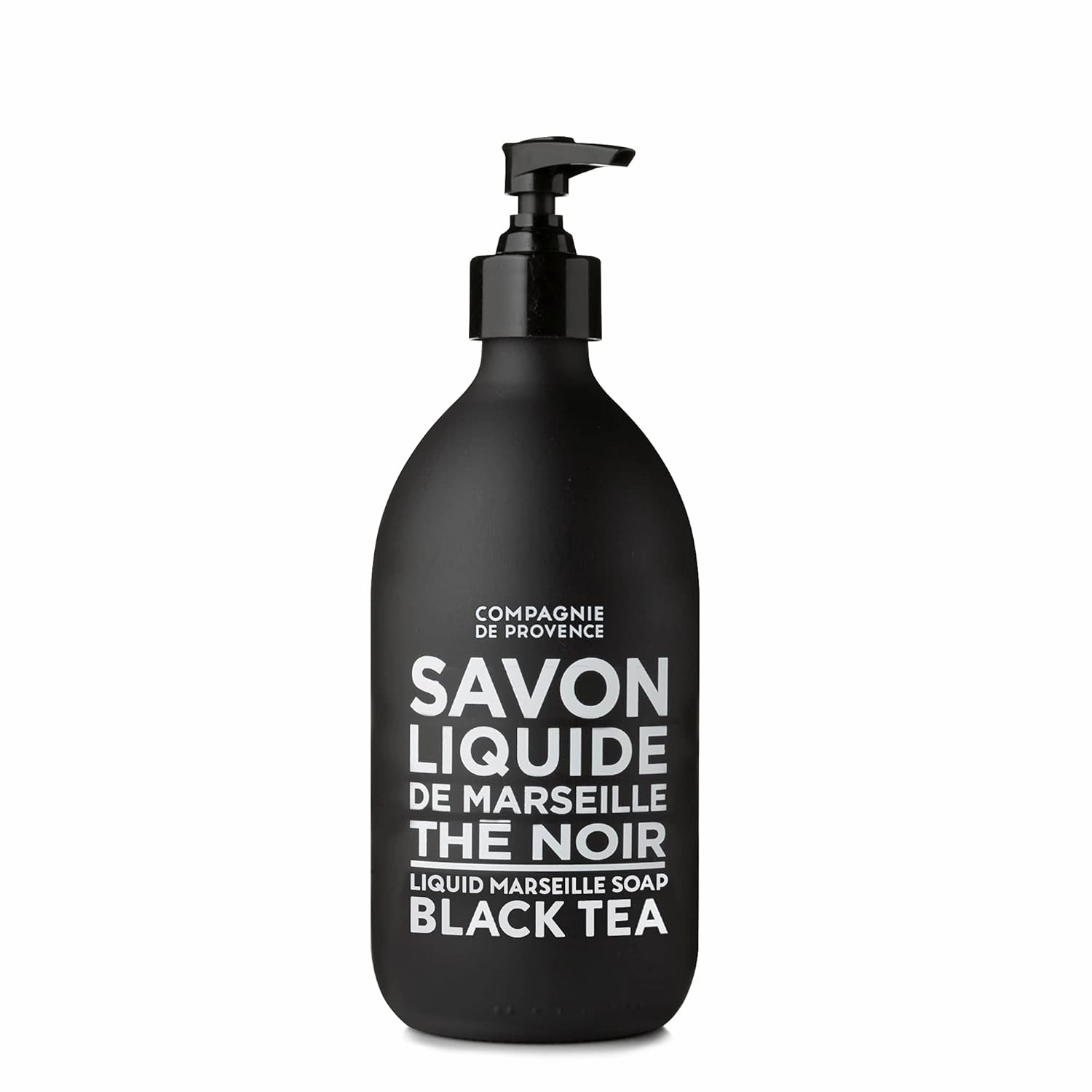 Compagnie de Provence Savon de Marseille Extra Pure Liquid Soap - Black Tea - 16.7 Fl Oz Glass Pump Bottle and 33.8 fl oz Plastic Bottle Refill