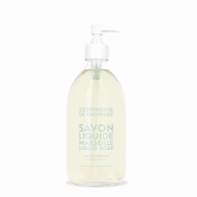 Compagnie de Provence Savon de Marseille Extra Pure Liquid Soap - Sweet Jasmine, Moisturizing Hand and Body Wash, 16.7 Fl Oz Glass Pump Bottle
