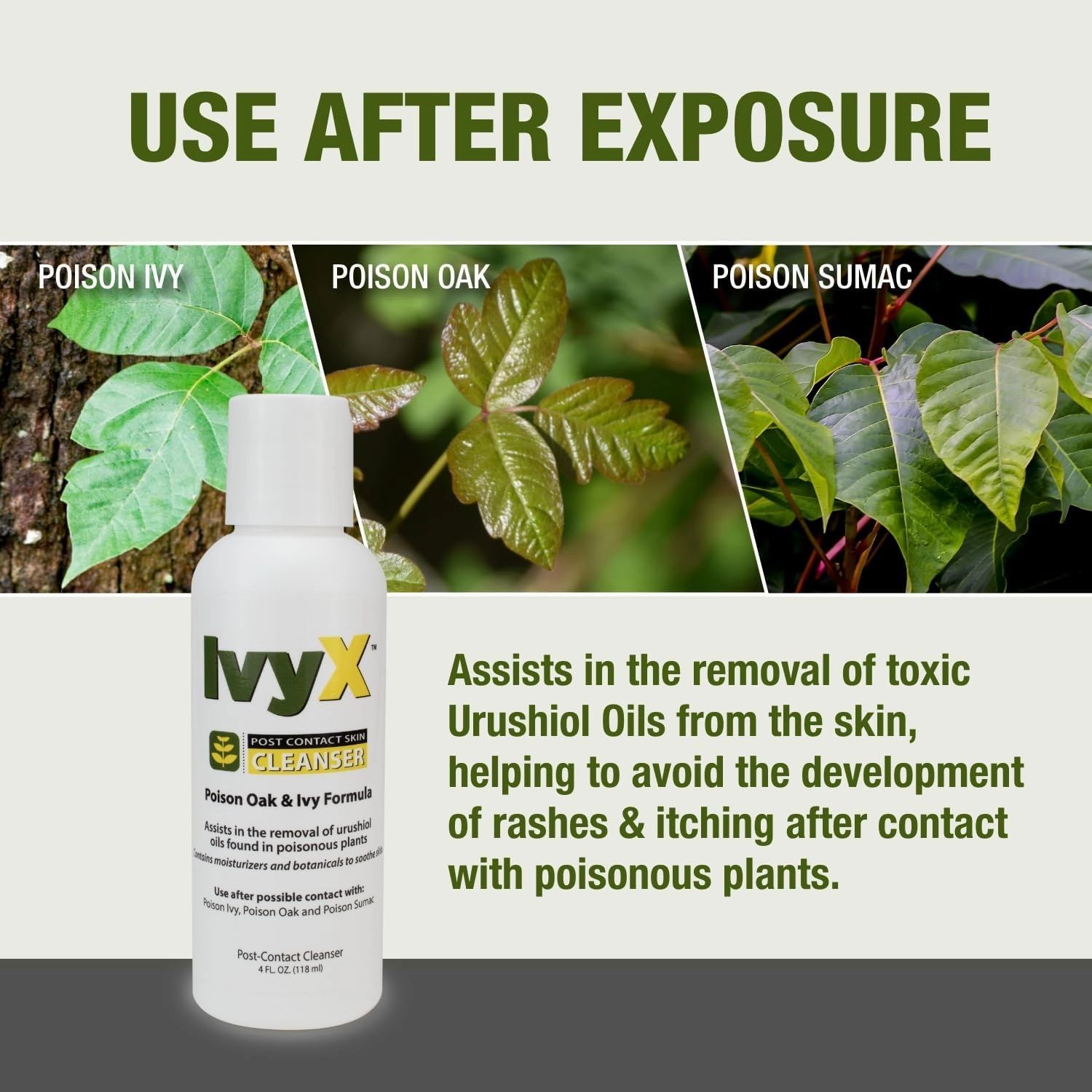 CoreTex Ivy X Post Contact Poison Ivy Treatment Gel - 12oz Bottle of USA-Made Gel to Remove Itchy Rashes - Also Works on Poison Oak & Sumac Oils