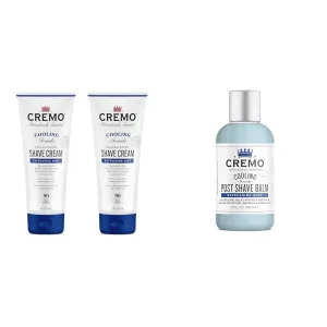 Cremo Barber Grade Cooling Shave Cream & Cooling Formula Post Shave Balm, Soothes, Cools And Protects Skin From Shaving Irritation, Dryness and Razor Burn, 4 Oz