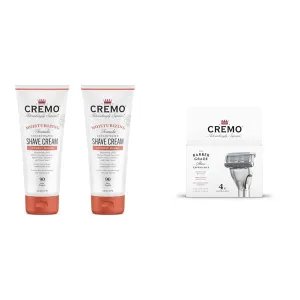 Cremo Coconut Mango Moisturizing Shave Cream, Astonishingly Superior Ultra-Slick Shaving Cream & Astonishingly Superior Razor Refills, (4 Pack)