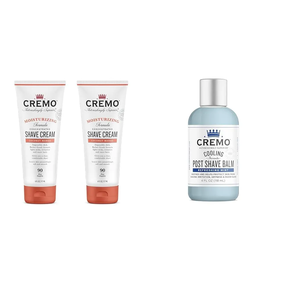 Cremo Coconut Mango Moisturizing Shave Cream, Astonishingly Superior Ultra-Slick Shaving Cream & Cooling Formula Post Shave Balm, Soothes, Cools And Protects Skin From Shaving Irritation