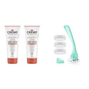 Cremo Coconut Mango Moisturizing Shave Cream, Astonishingly Superior Ultra-Slick Shaving Cream for Women Fights Nicks, Cuts and Razor Burn, 6 Fl Oz (Pack of 2) & Billie Razors