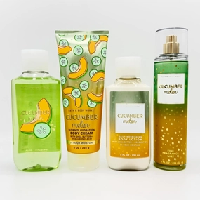 Cucumber Melon 4-Piece Bath Bundle | Shower Gel, Ultimate Hydration Body Cream, Daily Nourishing Body Lotion and Fine Fragrance Mist