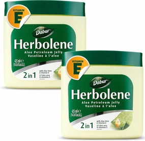 Dabur Herbolene Aloe Vera Gel Petroleum Jelly -Enhanced with Vitamin E for Deep & Intensive Skin Moisturization - Gentle on Sensitive Skin - Nourishing Bliss and Lasting Hydration - 425 ML (Pack of 2)