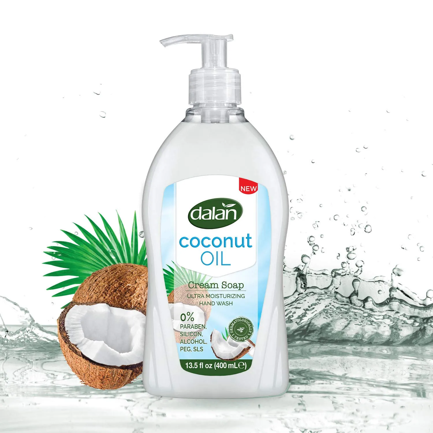 Dalan Coconut Oil Cream Ultra Moisturizing Liquid Hand Soap for Normal and Dry Hands Fresh Clean and Soft Feeling (13.5 Fl Oz / 400 mL (Pack of 3))