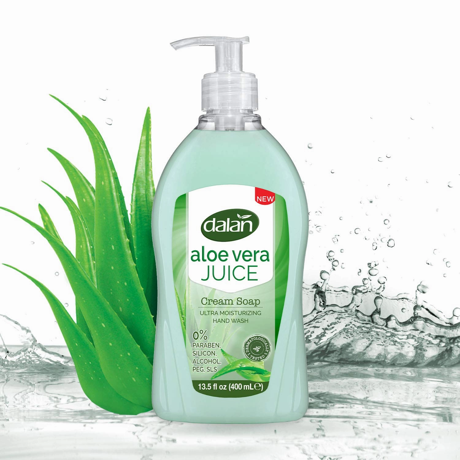 Dalan Aloe Vera Juice Cream Ultra Moisturizing Liquid Hand Soap for Dry and Fresh Hands Feeling Clean and Soft (13.5 Fl Oz / 400 mL (Pack of 12))