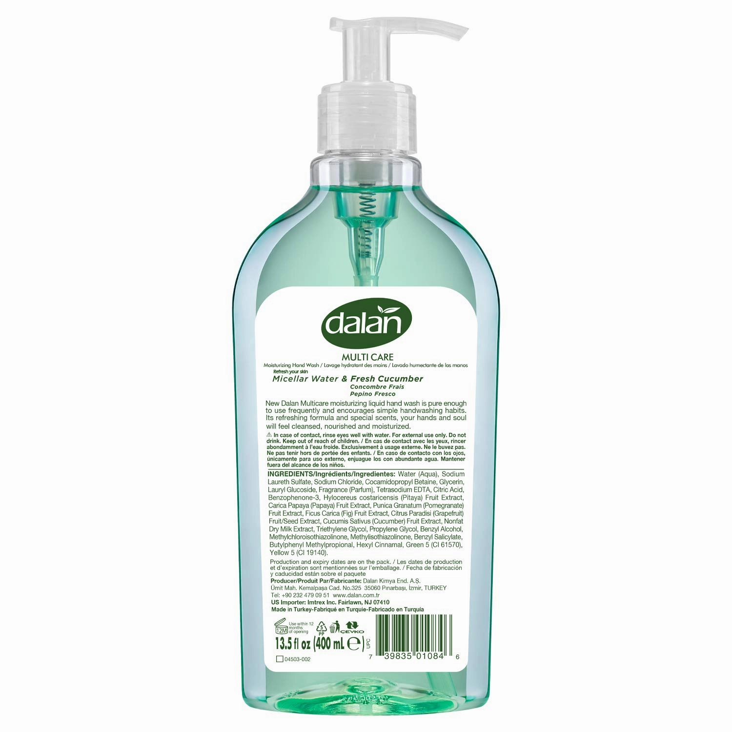 Dalan Fresh Cucumber Multicare Ultra Moisturizing Liquid Hand Soap for Normal and Dry Hands Fresh Clean and Soft Feeling (13.5 Fl Oz / 400 mL (Pack of 3))
