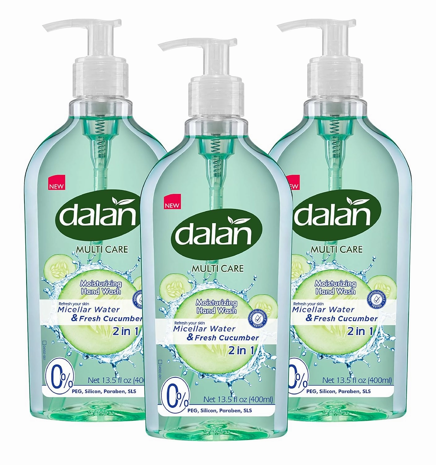 Dalan Fresh Cucumber Multicare Ultra Moisturizing Liquid Hand Soap for Normal and Dry Hands Fresh Clean and Soft Feeling (13.5 Fl Oz / 400 mL (Pack of 3))