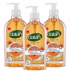 Dalan Papaya Passion Multicare Ultra Moisturizing Liquid Hand Soap for Normal and Dry Hands Fresh Clean and Soft Feeling (13.5 Fl Oz / 400 mL (Pack of 3))