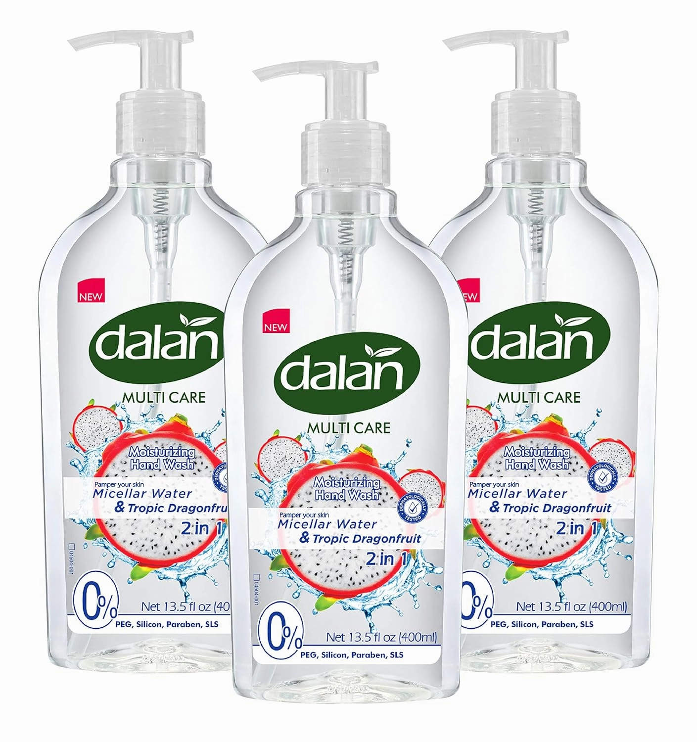 Dalan Tropic Dragonfruit Multicare Ultra Moisturizing Liquid Hand Soap for Normal and Dry Hands Fresh Clean and Soft Feeling (13.5 Fl Oz / 400 mL (Pack of 3))