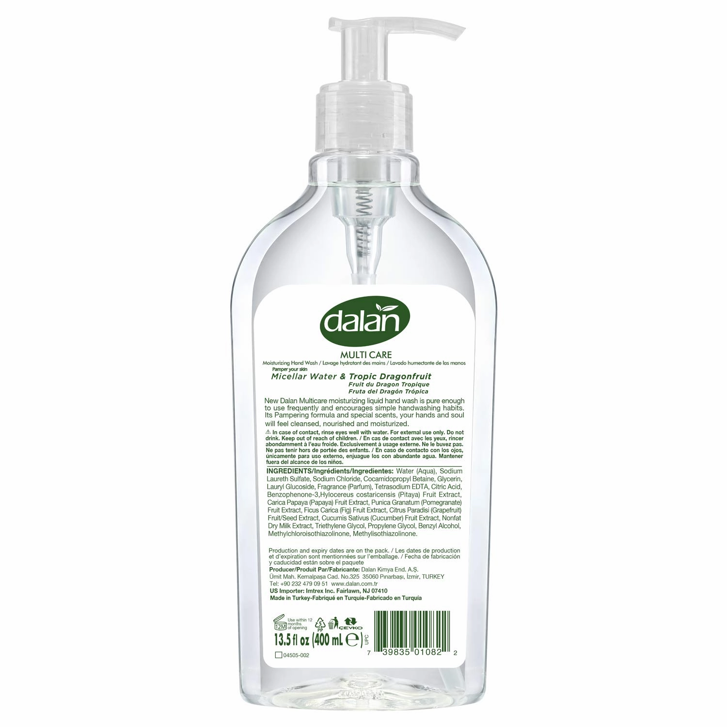 Dalan Tropic Dragonfruit Multicare Ultra Moisturizing Liquid Hand Soap for Normal and Dry Hands Fresh Clean and Soft Feeling (13.5 Fl Oz / 400 mL (Pack of 3))