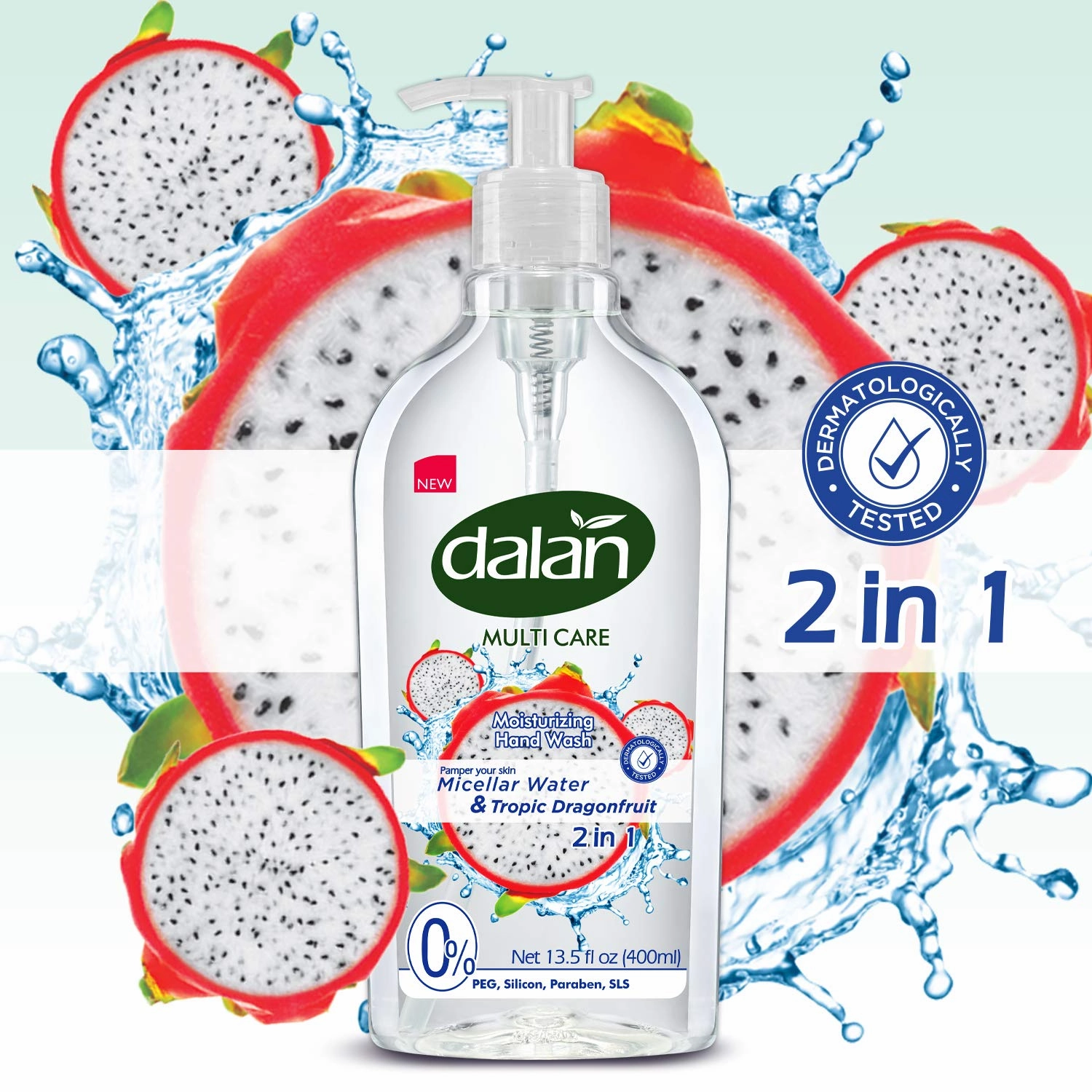 Dalan Tropic Dragonfruit Multicare Ultra Moisturizing Liquid Hand Soap for Normal and Dry Hands Fresh Clean and Soft Feeling (13.5 Fl Oz / 400 mL (Pack of 3))