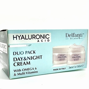Delfanti Milano • HYALURONIC • Age Defying DUO pack • Day   Night Creams • Face, Neck Décolleté Moisturizing Cream for Firming, Tightening and Wrinkles • Made in Italy
