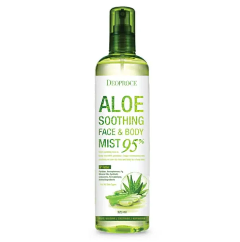 Deoproce Aloe Soothing Face & Body Mist 95%, Quick soothing, hydrating effects, multi use for body and face, 410ml, 13.86 fl oz.