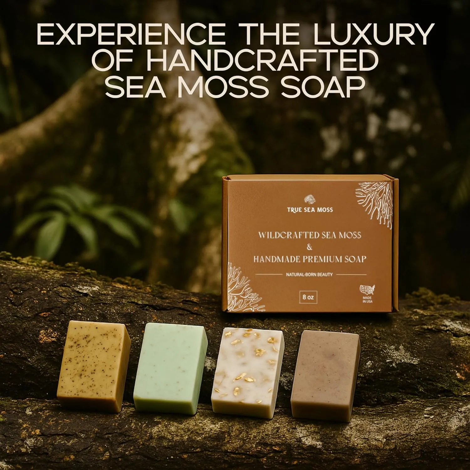 Detoxifying Sea Moss Soap - All-Natural Soap with Green Tea Matcha & Aloe Bergamot - Gentle on Sensitive Skin for Face and Body Use,Gift for Men & Women