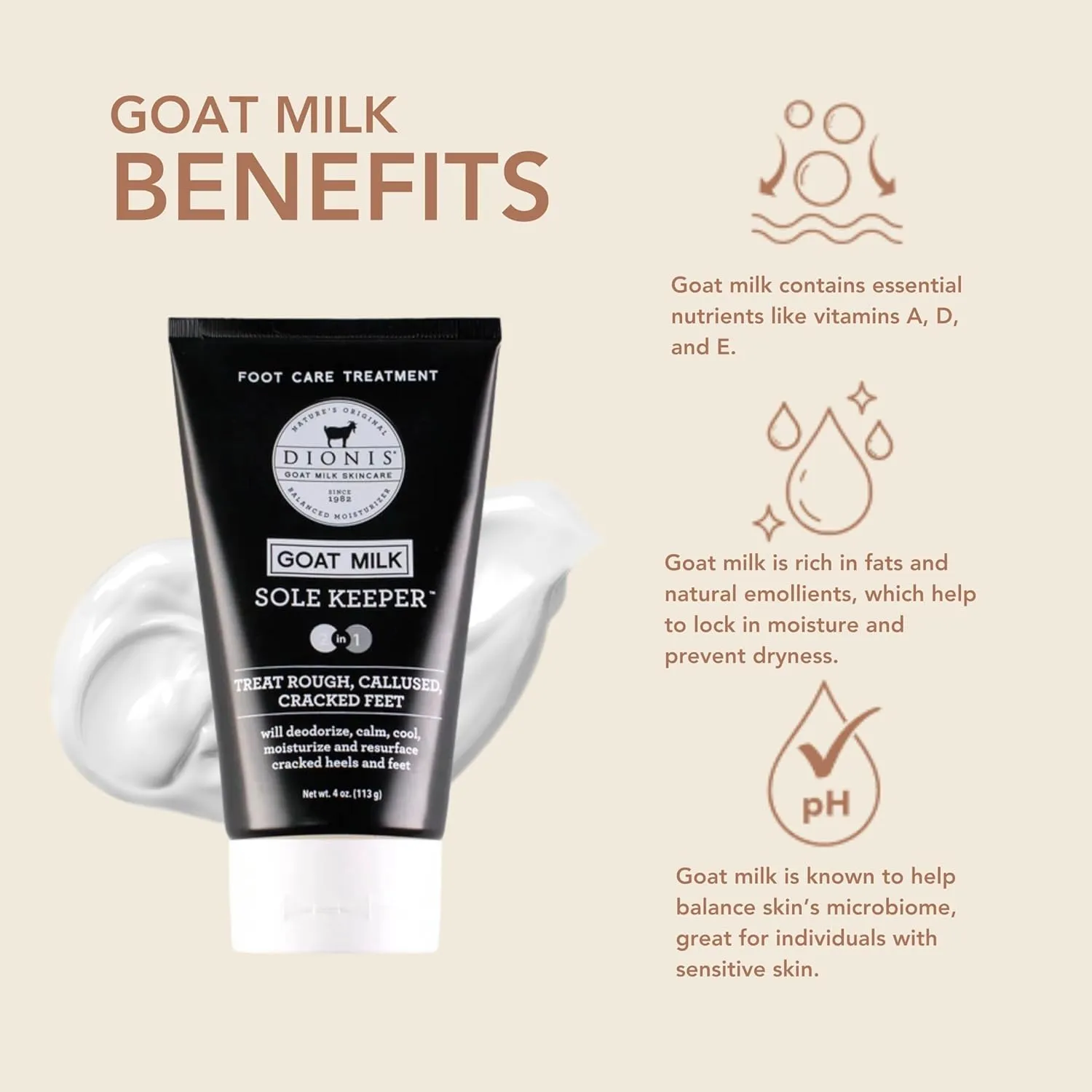 Dionis Goat Milk Skincare Footcare Lotion (2 In 1 Sole Keeper), Moisturize Dry Cracked Feet, Smooth and Hydrated Feet, Dermatologist Tested