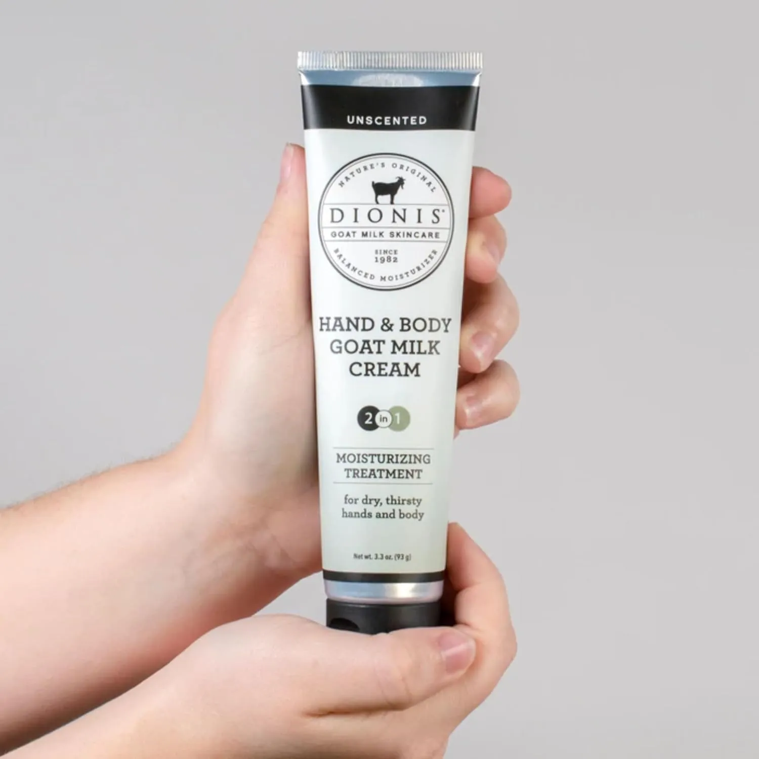 Dionis Goat Milk Skincare Unscented 8.5oz Hydrating Body Lotion & 3.3oz Hand & Body Nourishing Travel Size Cream Fragrance Free Bundle, Natural Ingredients, Made in the USA, Cruelty Free, Paraben Free