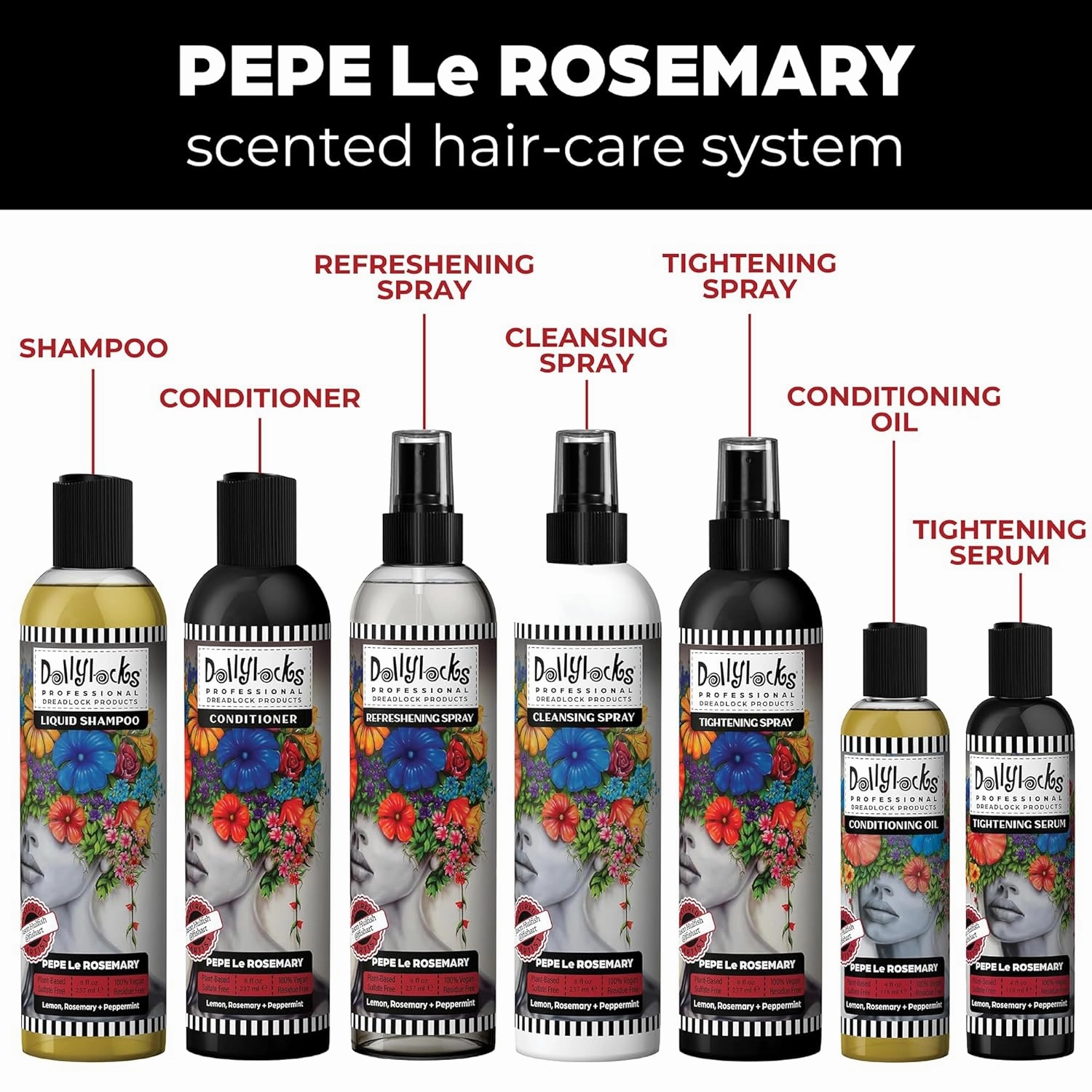 Dollylocks Conditioning Oil - Plant-Based & Residue-Free Moisturizing Scalp & Dreadlock Oil, pH Balanced, Vegan (Pepe Le Rosemary Scent, 4oz)