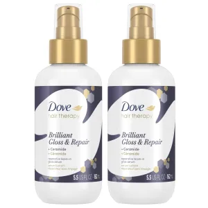 Dove Hair Therapy Brilliant Gloss & Repair with Ceramide - Hair Serum for Shiny Hair, Repair Treatment for Damaged Hair, Moisturizing Leave-In Hair Treatment, 5.5 Fl Oz (Pack of 2)