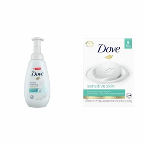 Dove Instant Foaming Body Wash for Softer and Smoother Skin Sensitive Skin Effectively Washes Away & Beauty Bar More Moisturizing Than Bar Soap for Softer Skin, Fragrance Free