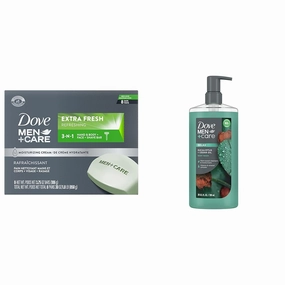 DOVE MEN   CARE 3 in 1 Bar Cleanser for Body, Face & Shaving Pack of 8   Eucalyptus   Cedar Oil Body Wash 26 oz