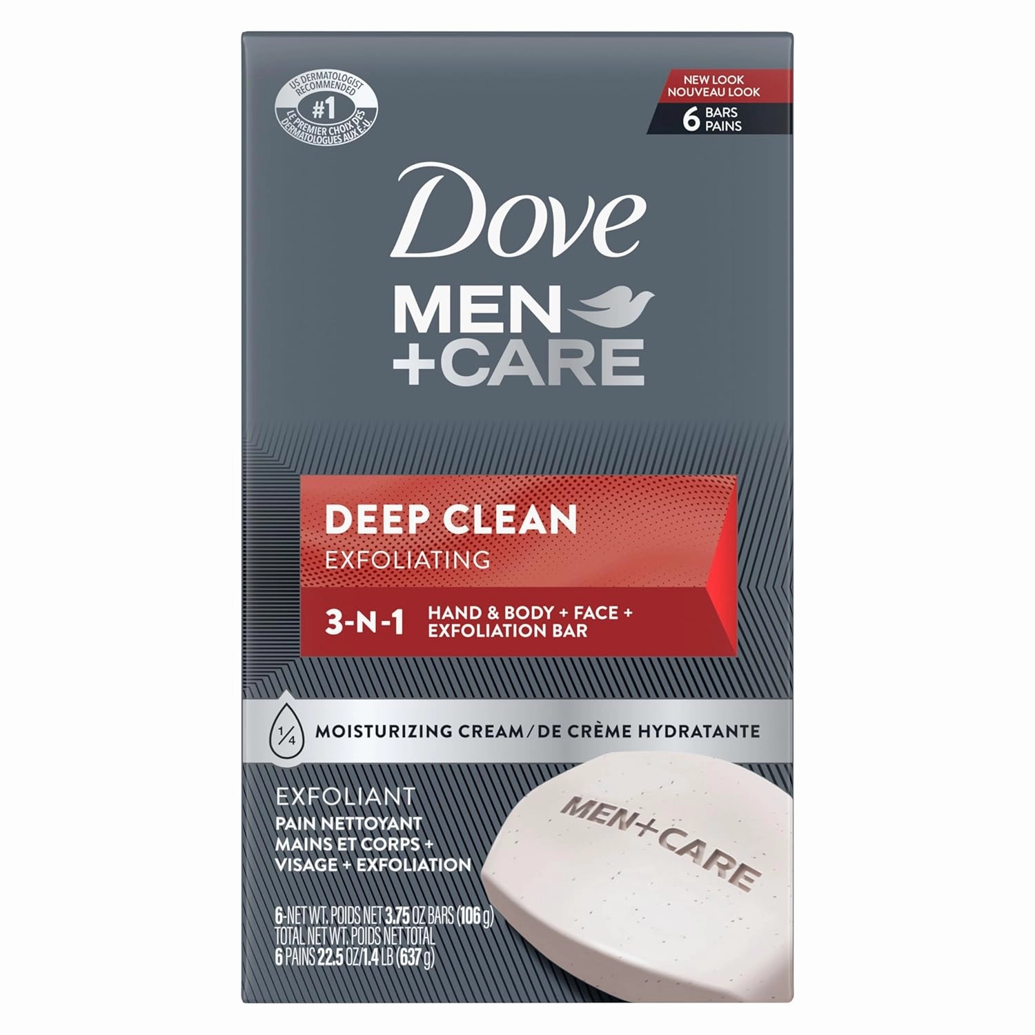 DOVE MEN   CARE Body Soap and Face Bar More Moisturizing Than Bar Soap Deep Clean Effectively Washes Away Bacteria & 3 in 1 Bar Cleanser for Body