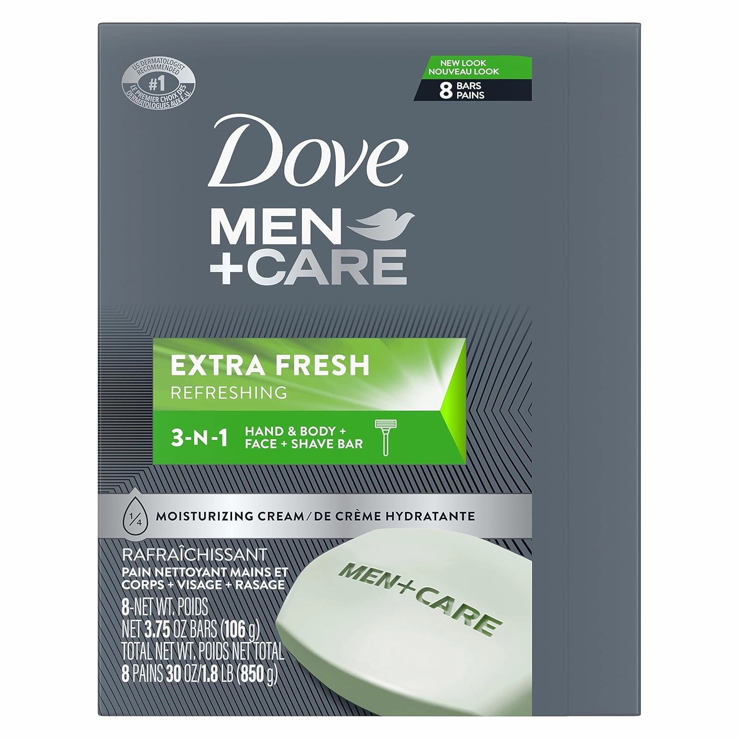 DOVE MEN   CARE Body Soap and Face Bar More Moisturizing Than Bar Soap Deep Clean Effectively Washes Away Bacteria & 3 in 1 Bar Cleanser for Body