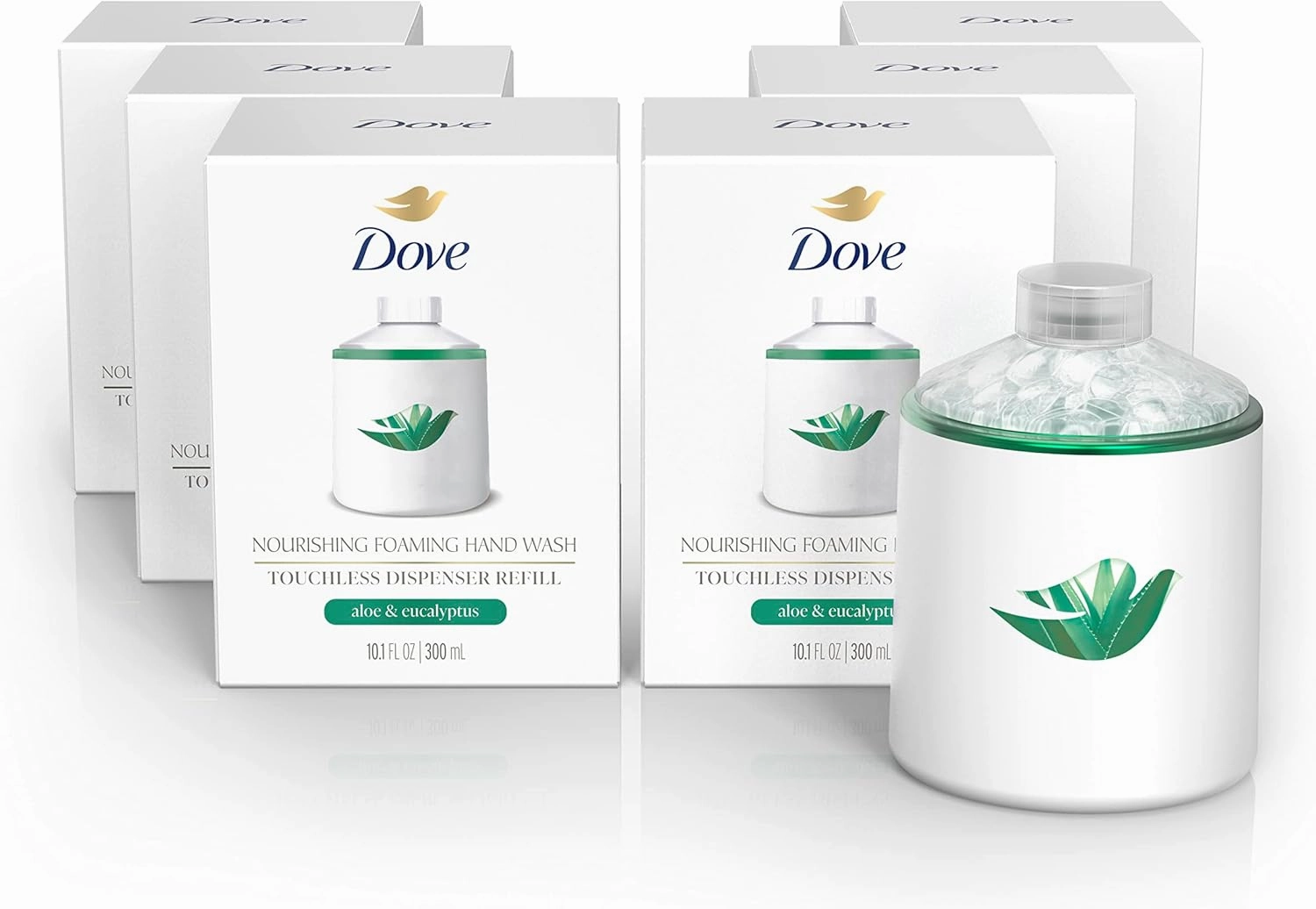 Dove Nourishing Foaming Hand Wash Touchless Dispenser Refill Aloe and Eucalyptus Moisturizing Hand Wash for Lasting Nourishment 10.1 oz 6-pack