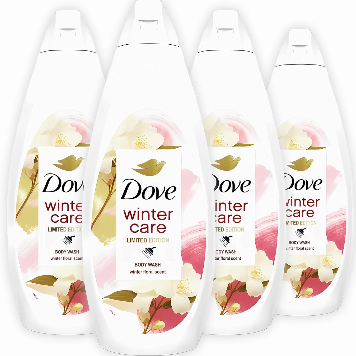 Dove Winter Care Body Wash, Limited Edition Winter Floral Scent, Hydrating and Moisturizing Shower Gel, Normal to Dry Skin, 24.35 Ounce Each (Pack of 4)