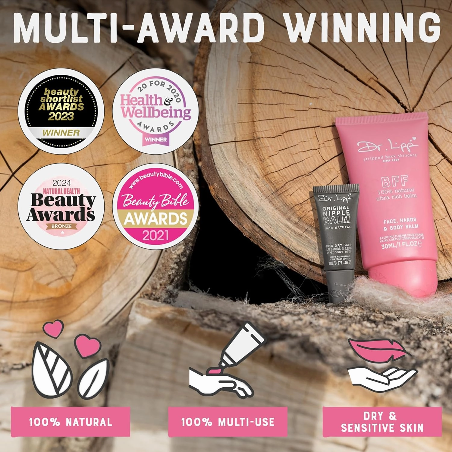 Dr. Lipp BFF Ultra Rich Balm – 4-in-ONE Dry Skin Moisturizing Multi-Use Balm for Face, Hands, Body & any Delicate Areas – 100% Natural Coconut Oil & Lanolin – Fragrance & Cruelty Free