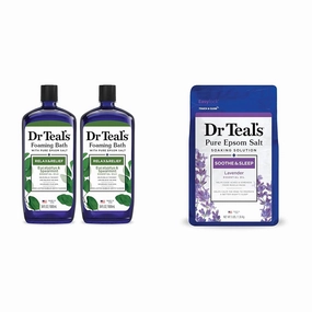 Dr Teal's Eucalyptus & Spearmint Foaming Bath 2-Pack with Lavender Epsom Salt Soak 3 lbs