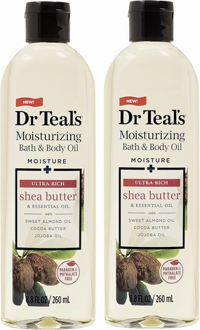 Dr. Teal's Moisturizing Bath & Body Oil 2-Pack (17.6 Fl Oz Total) Moisture   Ultra Rich Shea Butter & Essential Oil. Treat Your Skin, Your Senses, and Your Stress.