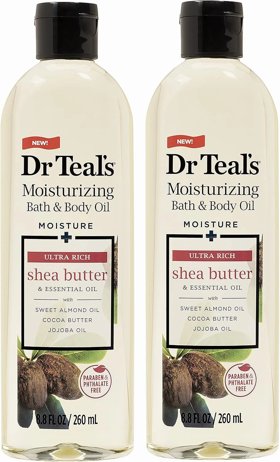 Dr. Teal's Moisturizing Bath & Body Oil 2-Pack (17.6 Fl Oz Total) Moisture   Ultra Rich Shea Butter & Essential Oil. Treat Your Skin, Your Senses, and Your Stress.